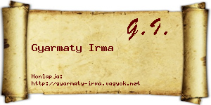 Gyarmaty Irma névjegykártya